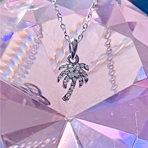 🌴8” Dainty Genuine Crystal Tropical Palm Tree Necklace by Cookie Lee